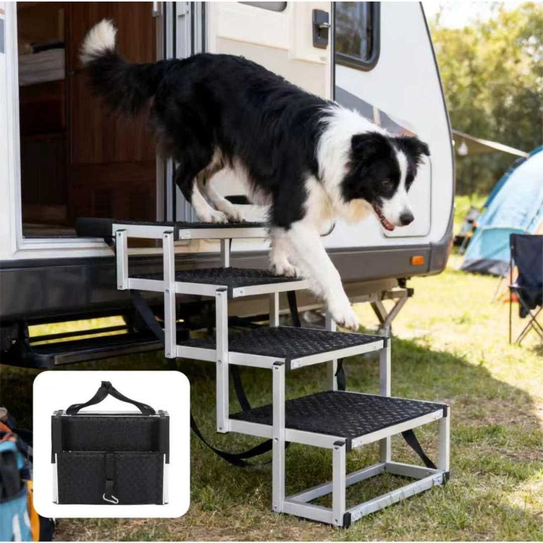 Foldable Dog Ramp For Cars, SUVs, Trucks, Portable Pet Dog Stairs For Large Dogs With Non-Slip Surface Reinforced Design, Lightweight Yet Sturdy Supports Up To 250lbs