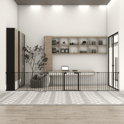 150 Adjustable Safety Gate 6 Panels Play Yard Metal Doorways Fireplace Fence Christmas Tree Fence Gate For House Stairs Gate Prohibited Area Fence